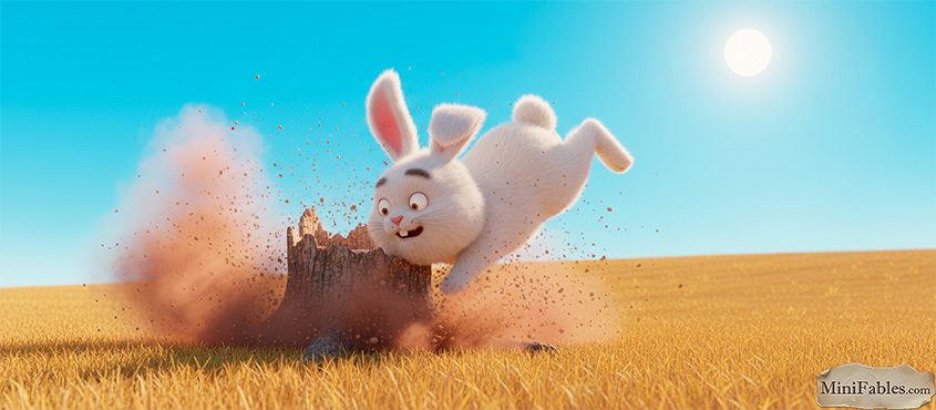 Иллюстрация к сказке Ждать зайца у пня