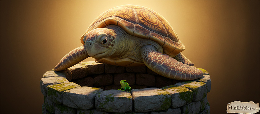 Иллюстрация к сказке Лягушка на дне колодца