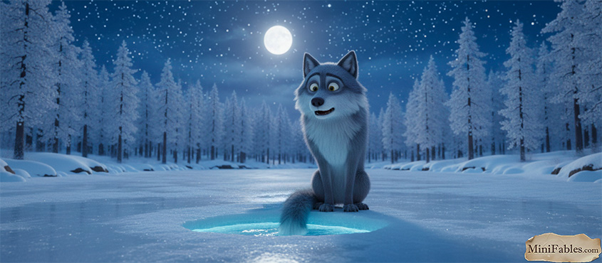 Иллюстрация к сказке Лиса и Волк (Ловись рыбка)