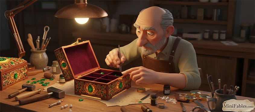 Иллюстрация к сказке Купить шкатулку и вернуть жемчуг