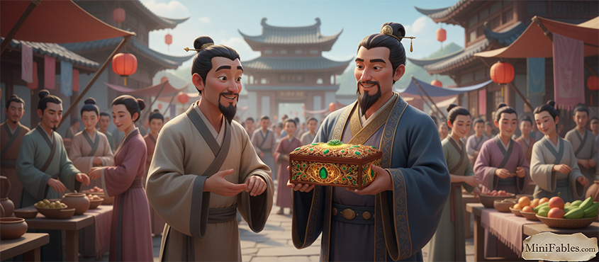 Иллюстрация к сказке Купить шкатулку и вернуть жемчуг