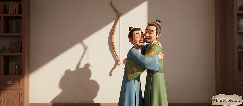 Иллюстрация к сказке Отражение лука в чашке